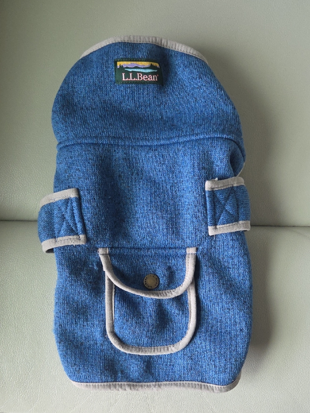 L.L.Bean Heathered Blue Dog Sweater Fleece Coat
